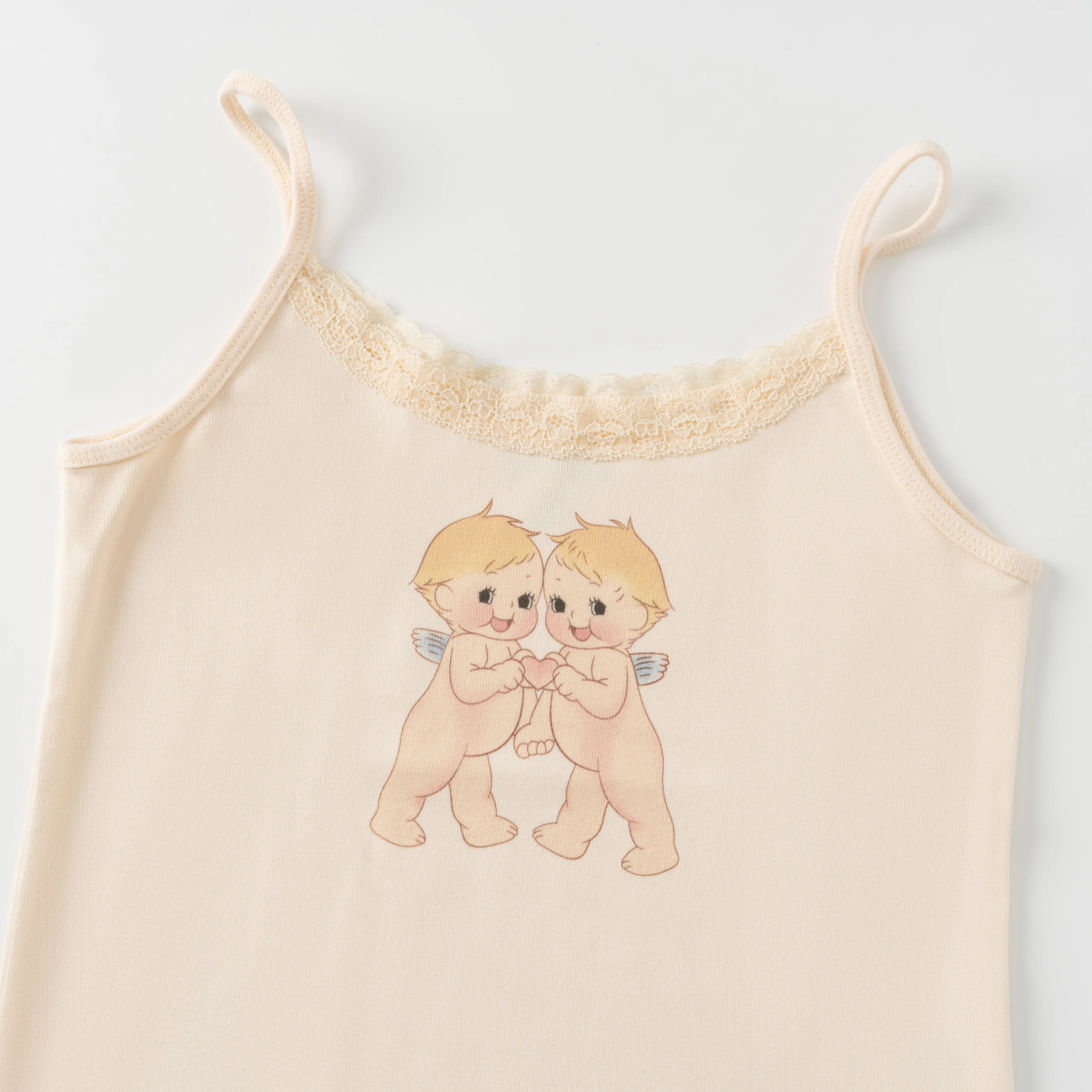 Cute Cartoon Lace Trim Tank Tops Women Summer New Slim Cotton Sleeveless Vests Vintage Sweet Preppy Style Camisole Y2K Clothes