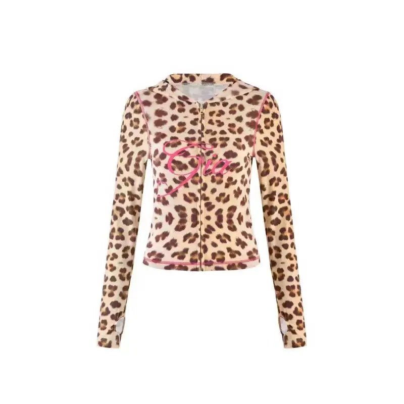 gia slim fit letter printed open thread design hooded zipper short jacket pants set