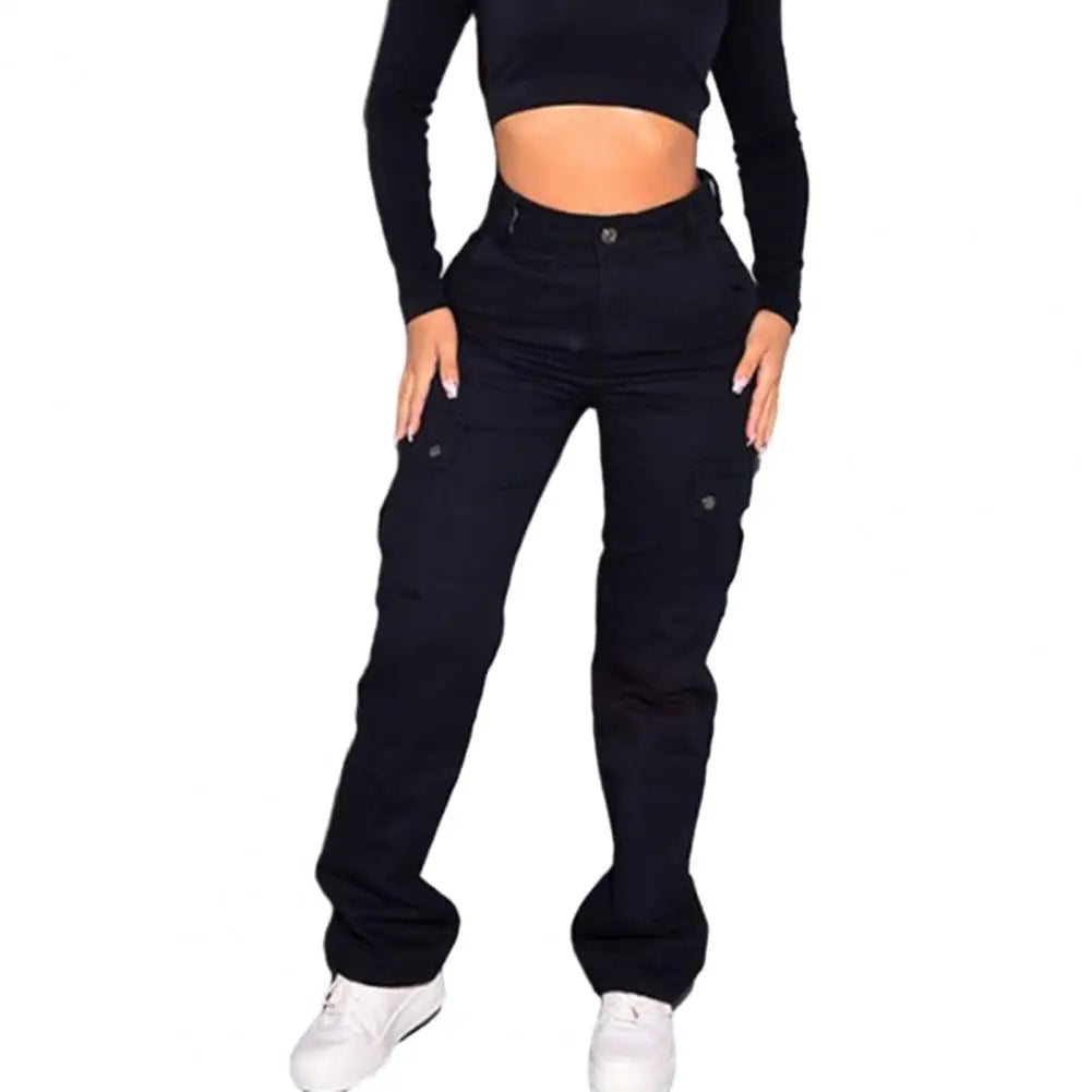 Solid Casual Baggy Cargo Pants For Women 2023 Fashion Vintage Women's High Waist Wide Pants Youthful Female Trousers Streetwear