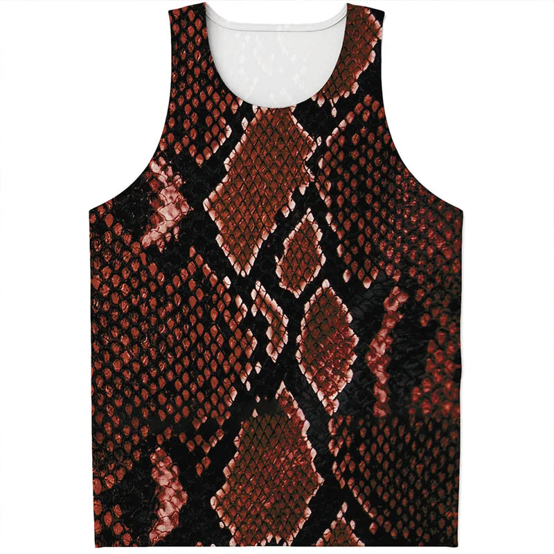 Punk Snake Skin Graphic Tank Tops Men Women Sleeveless Beach Vest Cool 3D Printed Tee Shirt Tops Oversized Summer Streetwear