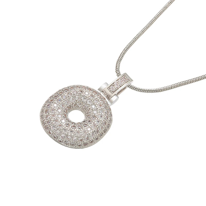 ZHUKOU Silver color Bubble initial letters necklaces 26 letters pendants necklaces for women Brass CZ Jewelry wholesale VL34