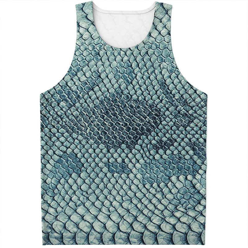 Punk Snake Skin Graphic Tank Tops Men Women Sleeveless Beach Vest Cool 3D Printed Tee Shirt Tops Oversized Summer Streetwear