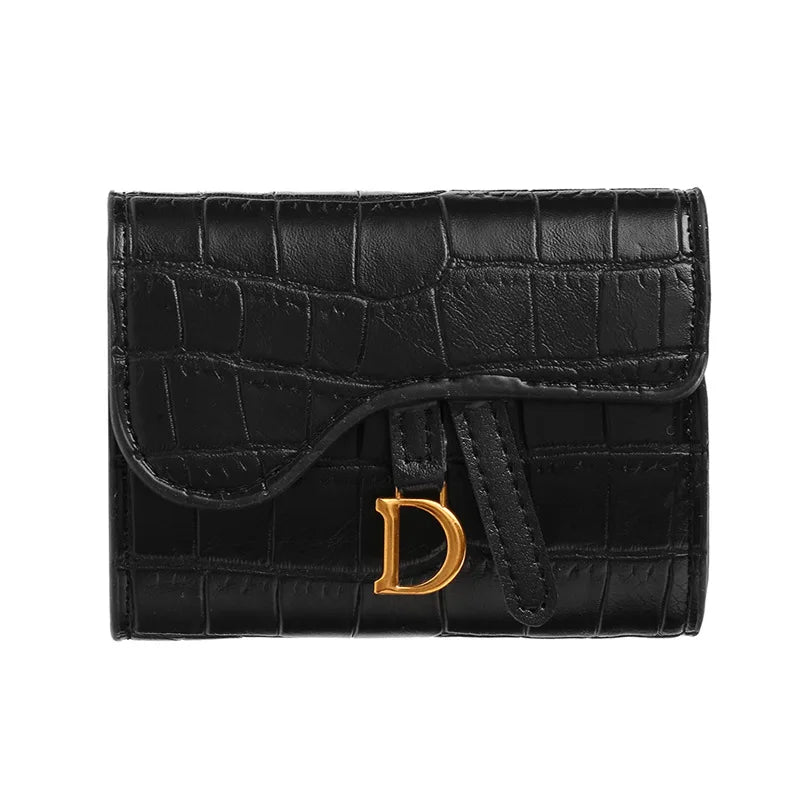 Women Luxury Card Holder Short Mini PU Wallet Letter Printed Multi Card Small Multi Functional Clutch Bag