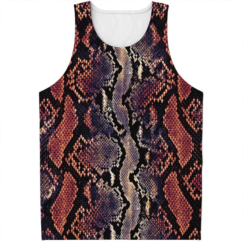 Punk Snake Skin Graphic Tank Tops Men Women Sleeveless Beach Vest Cool 3D Printed Tee Shirt Tops Oversized Summer Streetwear