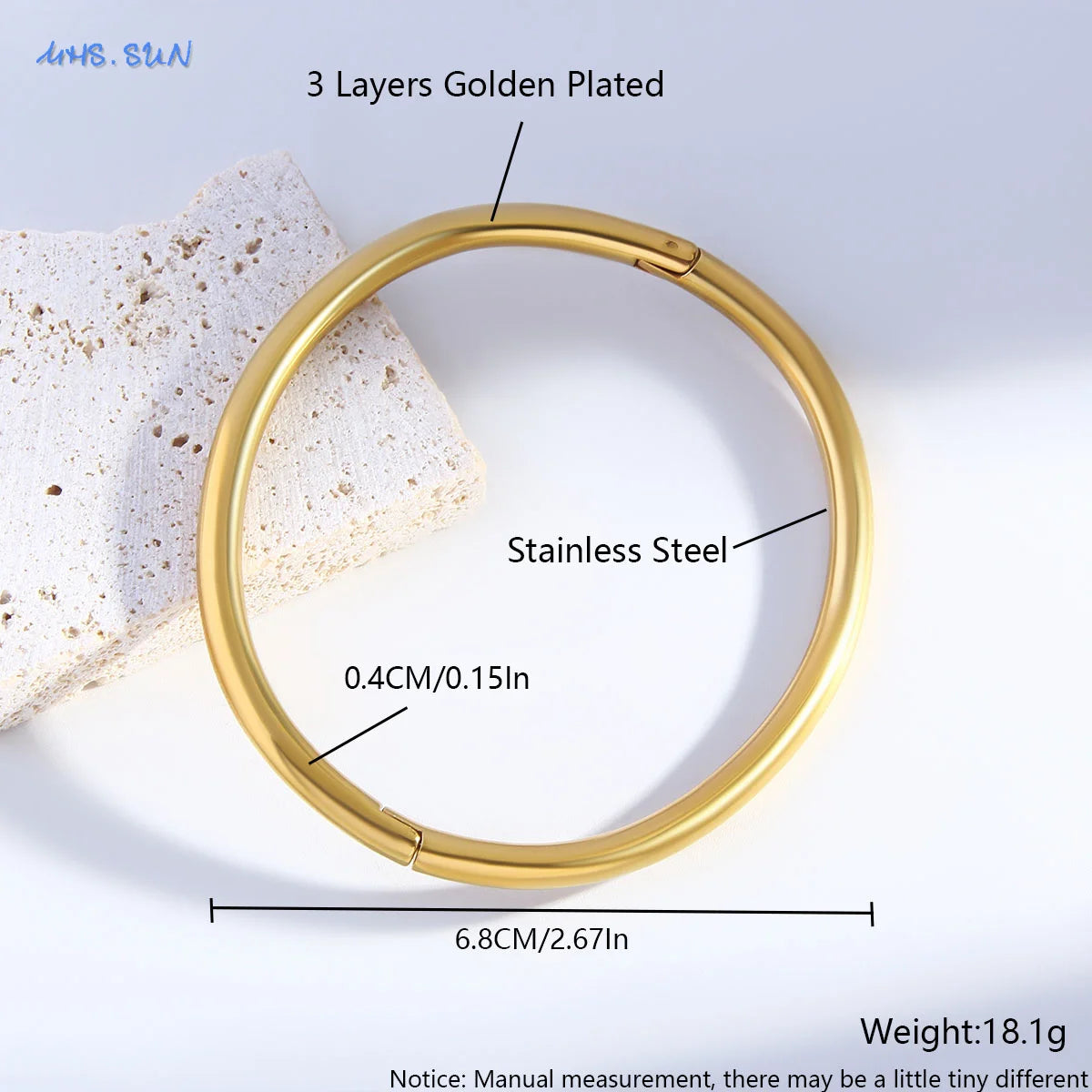 MHS.SUN Simple Cross Stainless Steel Bangle Can Open Bracelet For Women Men Waterproof Gold Color Daily Cuff Jewelry 1PC