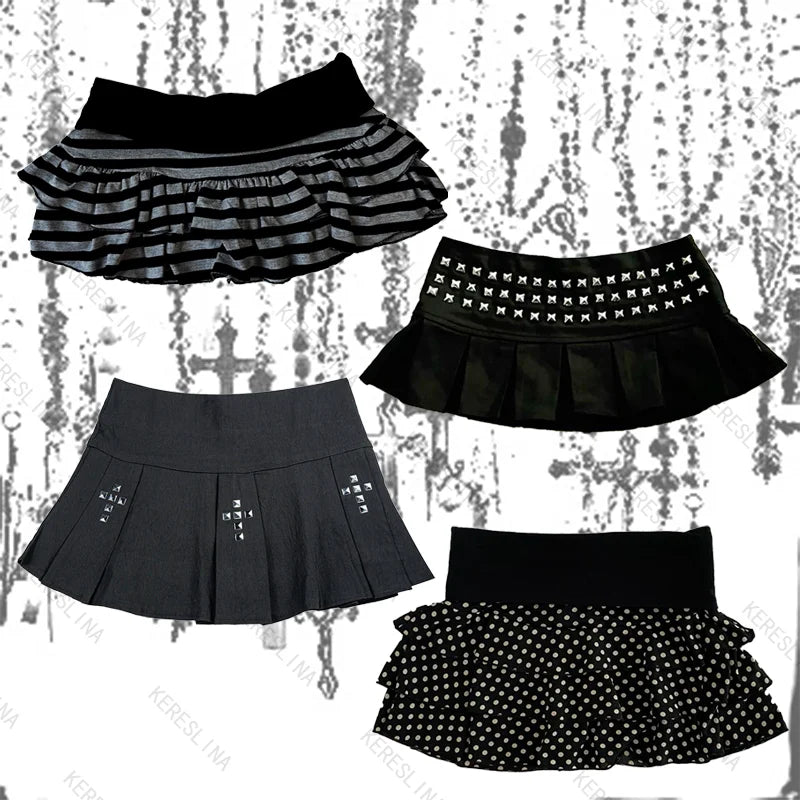American punk gothic retro style Emo Girl slimfit skirt subculture Harajuku sweet and sexy spicy girl style versatile mini skirt
