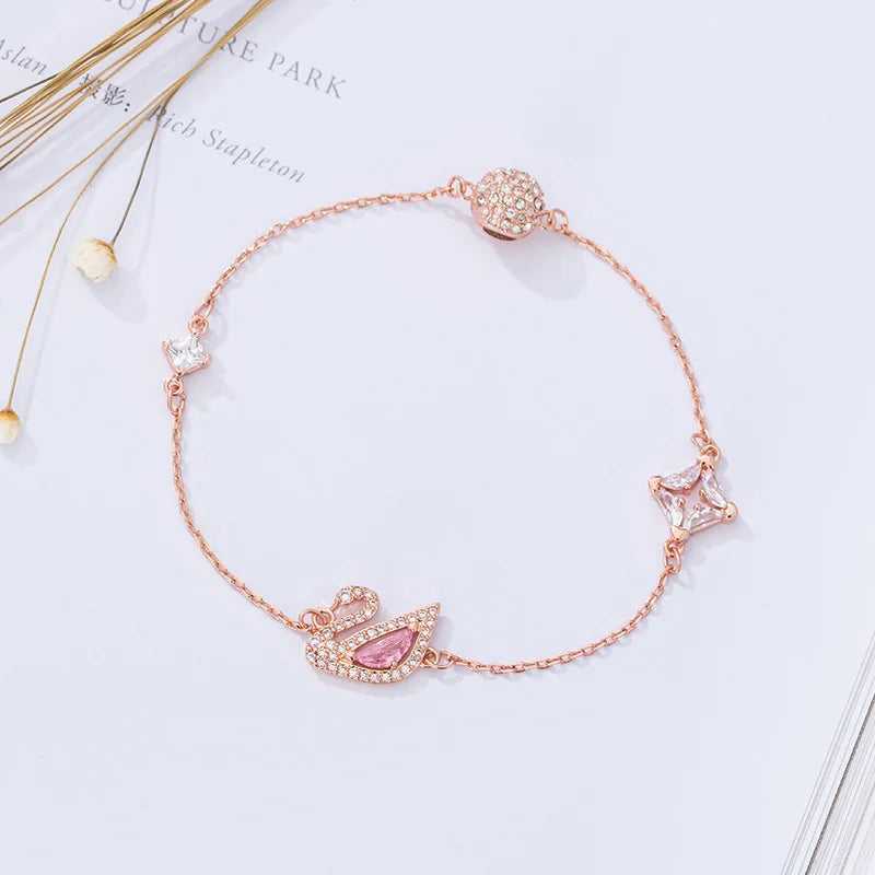 Lightweight and Luxurious Temperament, Crystal Swan Jewelry, Women's Bracelets, Exquisite Earrings,daily Wear, Clothing Matching