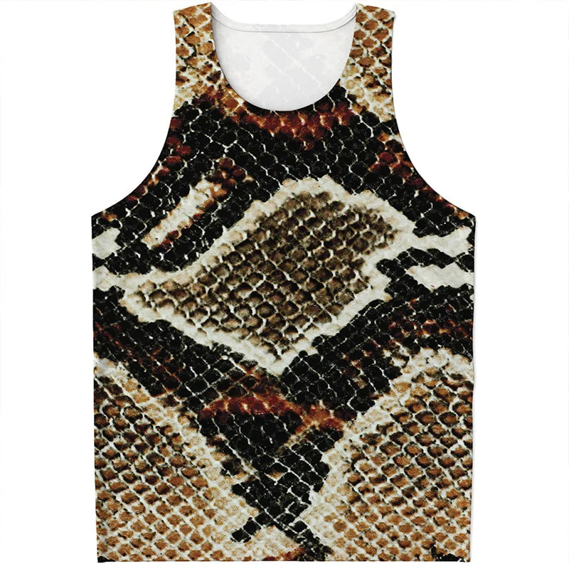 Punk Snake Skin Graphic Tank Tops Men Women Sleeveless Beach Vest Cool 3D Printed Tee Shirt Tops Oversized Summer Streetwear