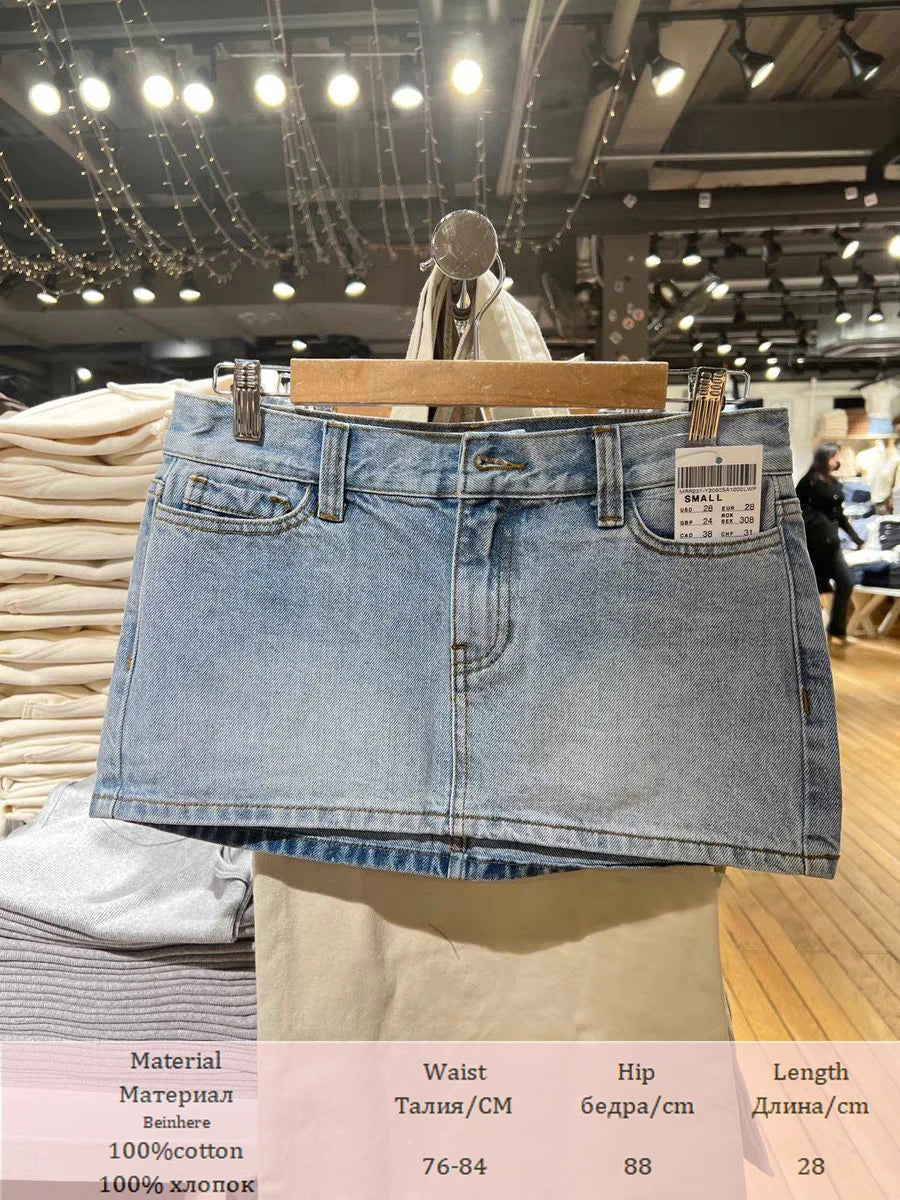 American Vintage Denim Mini Skirts Women Summer Fashion High Waist Straigth Short Faldas Casual Fashion Streetwear Cotton Skirt