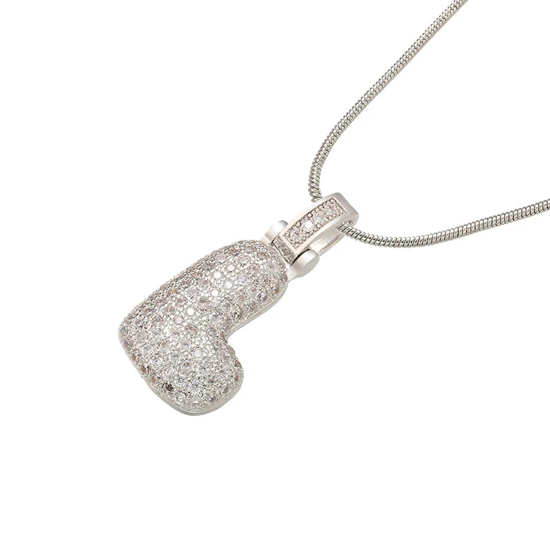 ZHUKOU Silver color Bubble initial letters necklaces 26 letters pendants necklaces for women Brass CZ Jewelry wholesale VL34