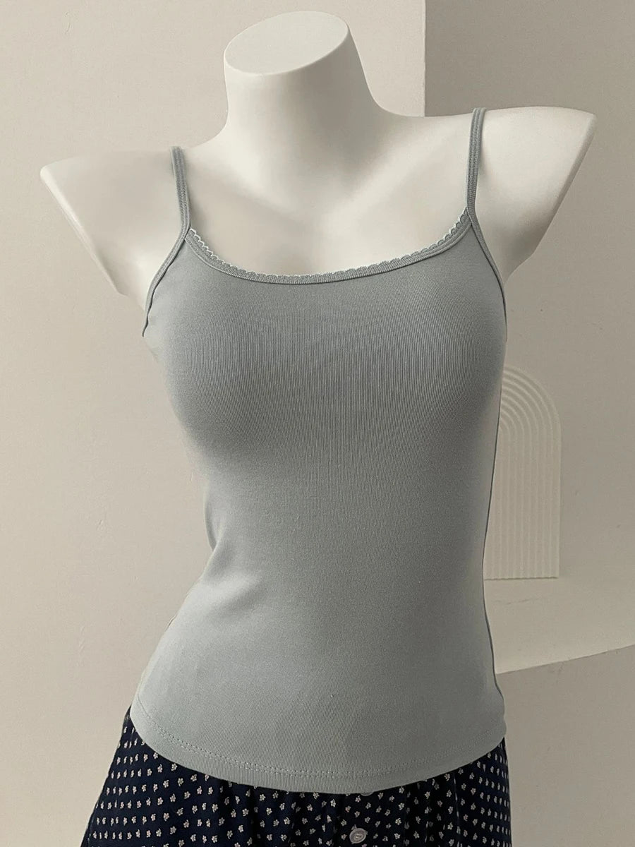 Floral Print Lace Trim Camis Women Summer New Bow Slim Sleeveless Crop Tops Vest Sweet Cute Sexy Preppy Style Tank Top Y2k Chic