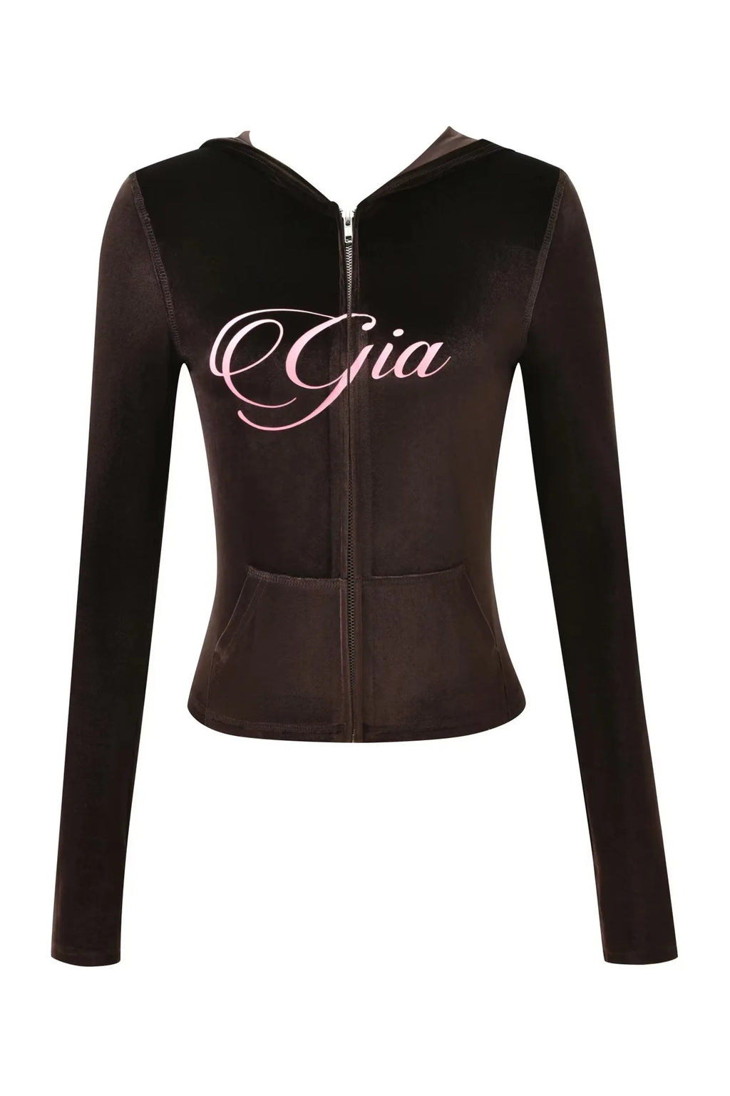 GIA New Velvet Zip-Up Hooded Jacket & Relaxed Loose Slim-Fit Pants Comfortable Minimalist Set in Blue