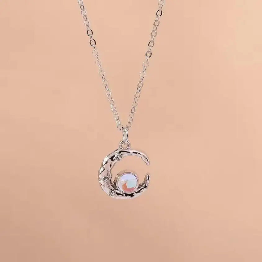 Sparking Silver Color Y2K Crystal Sun Moon Necklaces for Women Star Pendants Necklace Chain Girls Jewelry Gifts