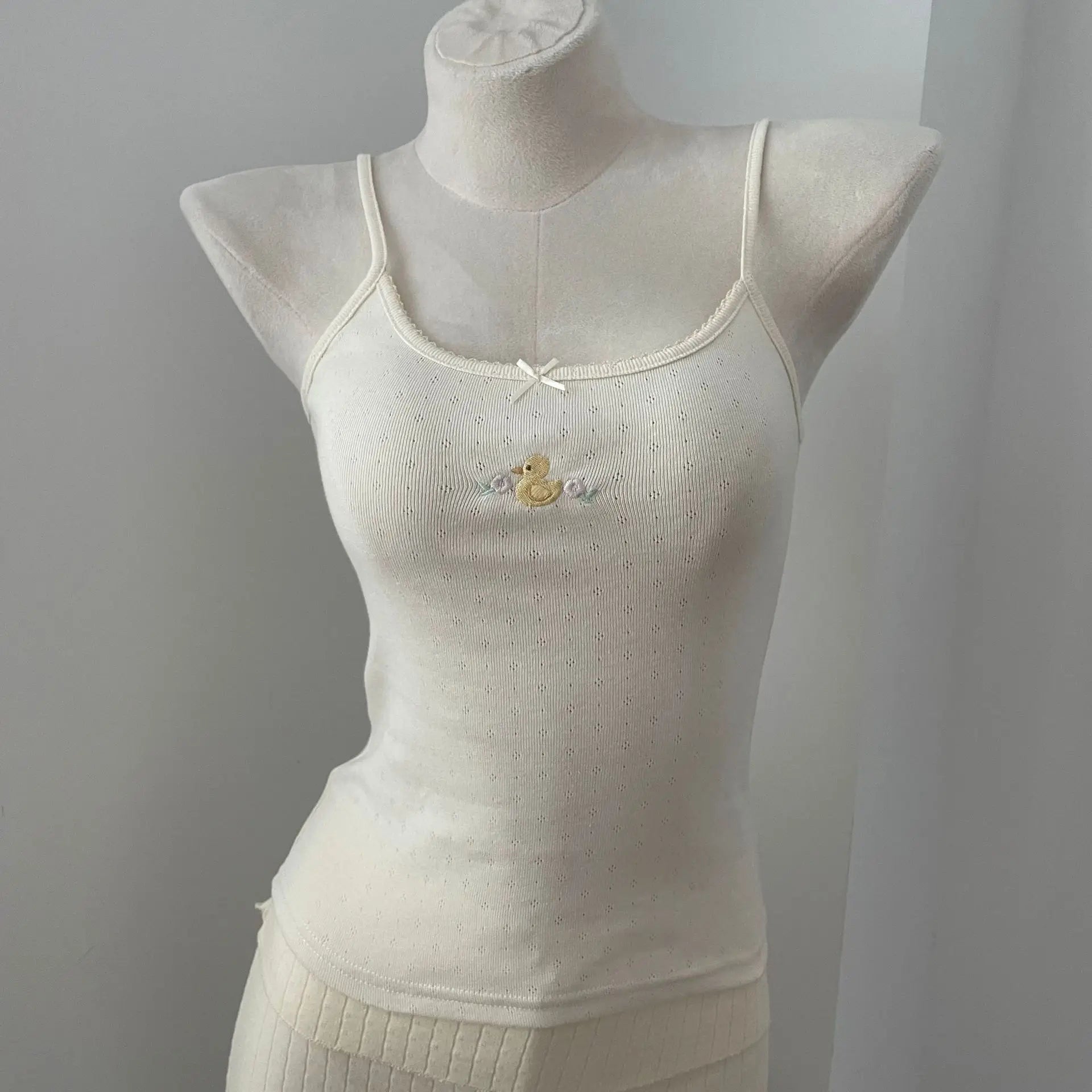 Floral Print Lace Trim Camis Women Summer New Bow Slim Sleeveless Crop Tops Vest Sweet Cute Sexy Preppy Style Tank Top Y2k Chic