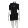 Tornova Sexy Hollow Lace Mini Dress For Women Fashion High Waist Short Sleeve Dress 2025 Autumn New Club Party Slim Black Dress