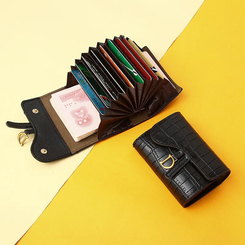 Women Luxury Card Holder Short Mini PU Wallet Letter Printed Multi Card Small Multi Functional Clutch Bag