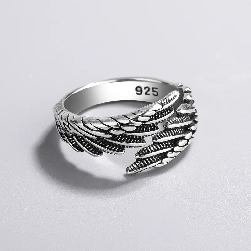 925 Sterling Silver Angel Wing Feather Stackable Open Rings For Women Beautiful Luxury Jewelry Accessories Prevent Allergy