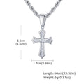 Hip Hop Cross Necklace for Men Women,50/55/60cm Stainless Steel Chic Cross Pendant,Christian Classic Jewelry Gifts